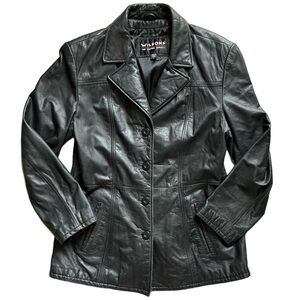 Wilson’s Leather Black Leather Blazer Jacket Large